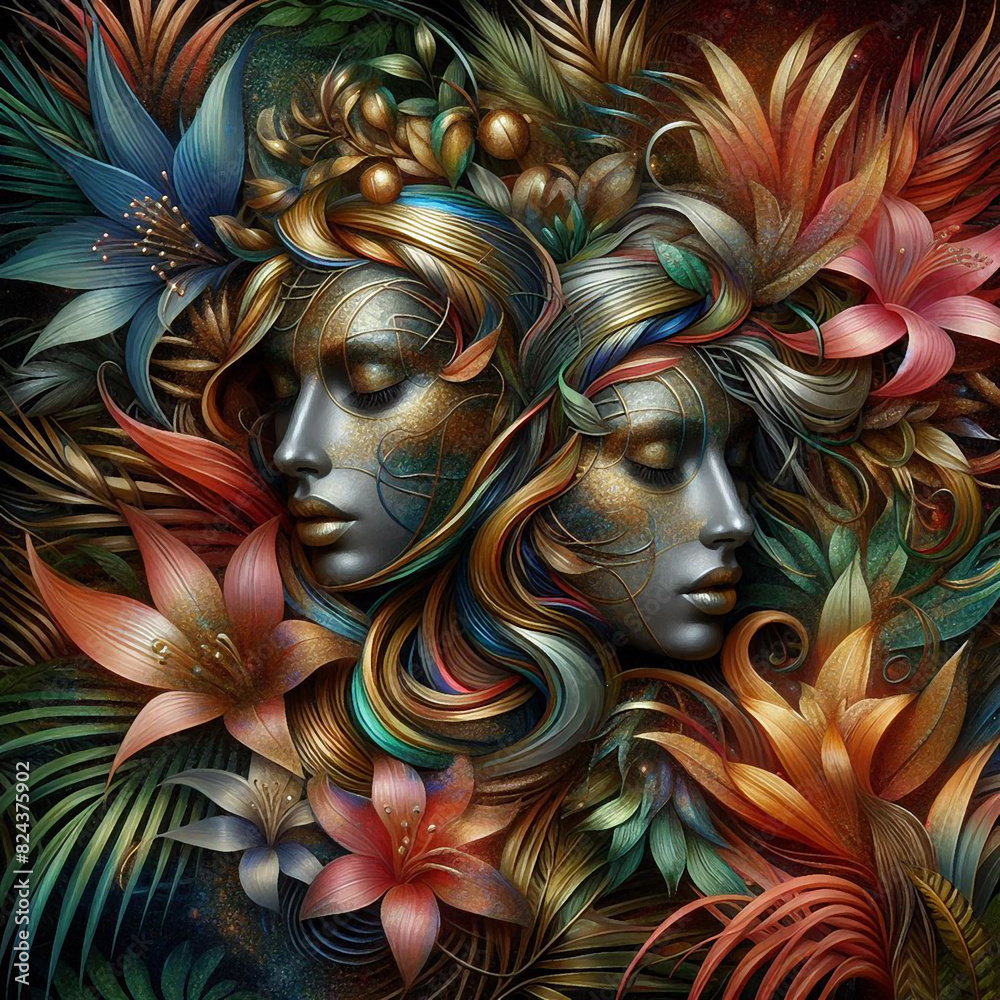illustration on the theme of nature and people illustration on the theme of nature and people