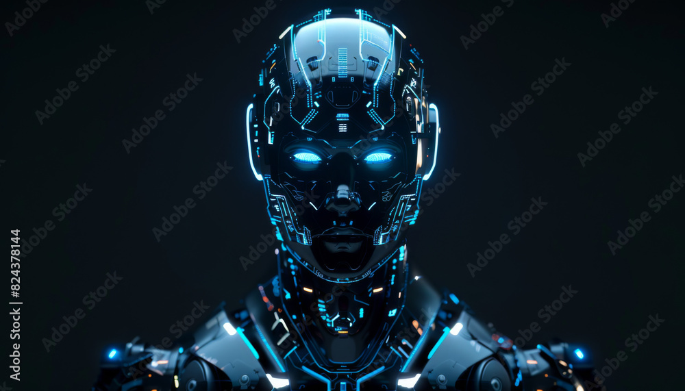 Frontal view of an AI humanoid Frontal view of an AI humanoid