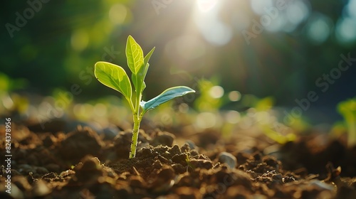 The delicate green tendrils of a young seedling push their way through the soil, reaching for the warmth of the sun.