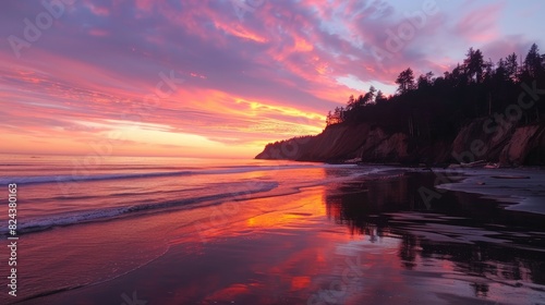 Pink and orange sunset at Sombrio beach