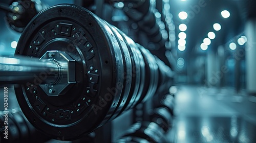 commercial photo, close-up, home gym equipment, bottom view, soft light