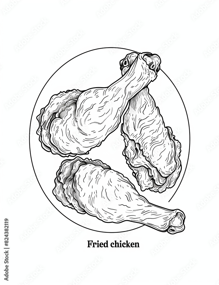 Tasty Fried Chicken Delight: Easy and Fun Coloring Pages - Easy Coloring Pages - Coloring Pages for All Ages - Printable pages - Line Art - Simple Patterns - Coloring Page for Adults Tasty Fried Chicken Delight: Easy and Fun Coloring Pages - Easy Coloring Pages - Coloring Pages for All Ages - Printable pages - Line Art - Simple Patterns - Coloring Page for Adults