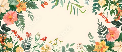 Elegant Floral Frame Border Design for Mother s Day Mock Up Background with Blank Central Space