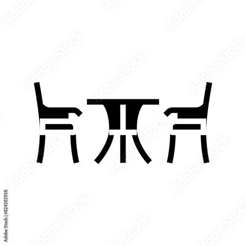 bistro set outdoor furniture glyph icon vector. bistro set outdoor furniture sign. isolated symbol illustration