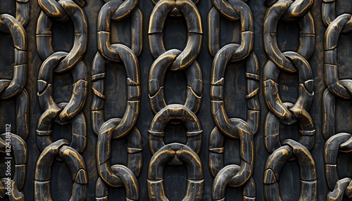 Interlocking chains form a symmetrical pattern, symbolizing strength and unity in a captivating background.