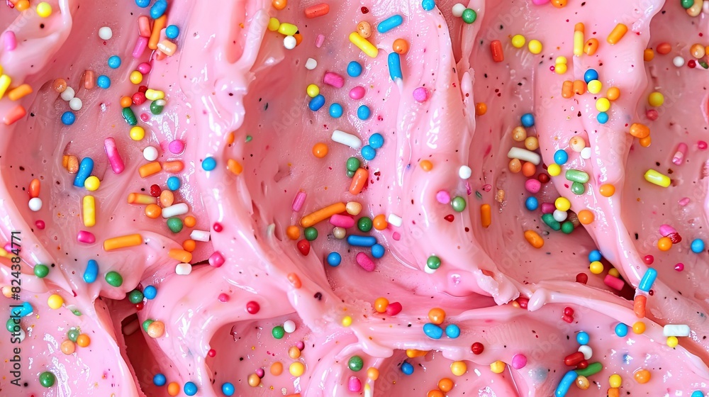 Fototapeta premium ice cream surface textures with rainbow sprinkles