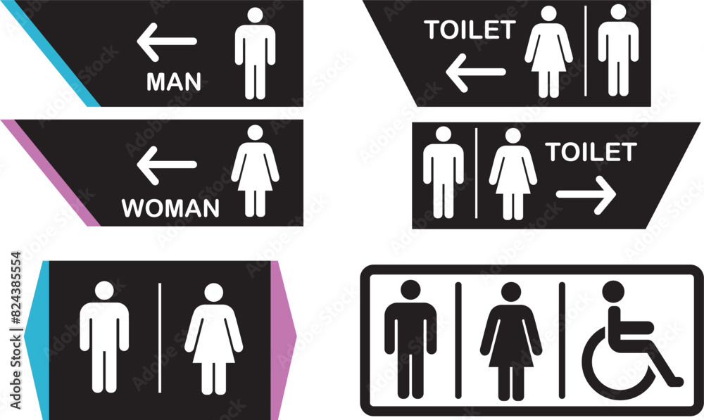 Toilet sign vector with man and woman symbol. Modern Flat Icon Set Toilet sign vector with man and woman symbol. Modern Flat Icon Set