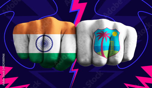 Bilde på lerret India VS West Indies T20 Cricket World Cup 2024 concept match template banner vector illustration design