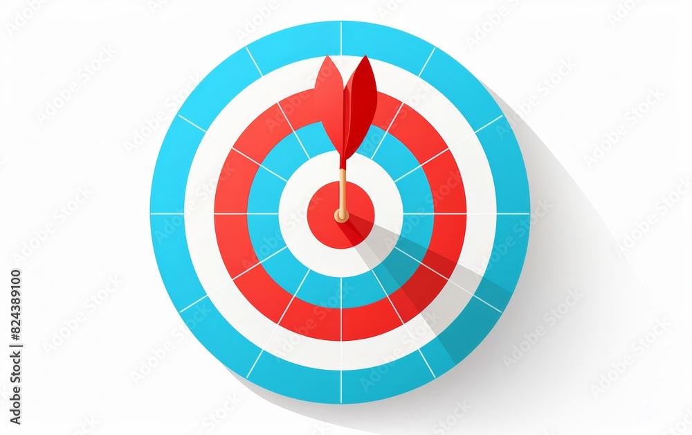 target featuring a dart firmly lodged in the center, signifying the attainment of business goals and effective problem-solving on white background target featuring a dart firmly lodged in the center, signifying the attainment of business goals and effective problem-solving on white background
