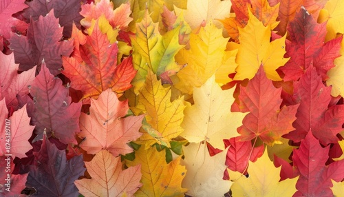 Symmetrical rows of autumn leaves form a colorful and vibrant backdrop for your message.
