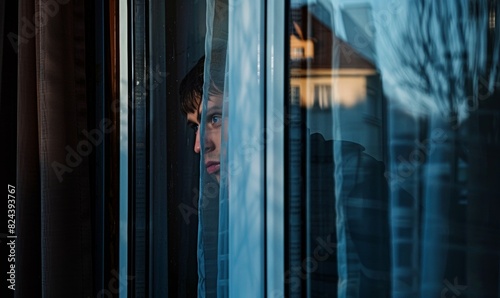 Person Isolated in Quarantine Looking Out a Window with a Forlorn Expression