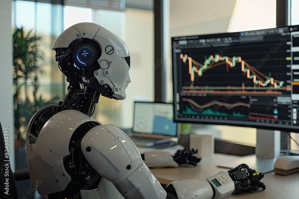 Fototapeta premium AI chatbot for customer service, investment, and stock guidance