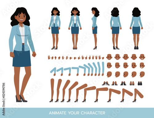 Indian businesswoman wear blue suit character vector illustration design. Create your own pose. photo