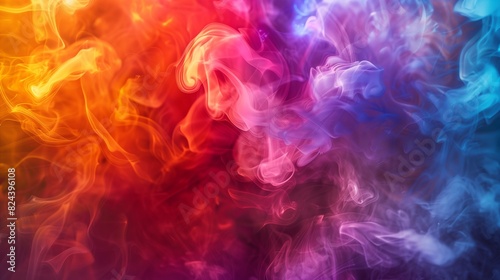 Shimmering vortex of smoke in a spectrum of vivid colors  creating a captivating and otherworldly visual composition that draws the viewer in.