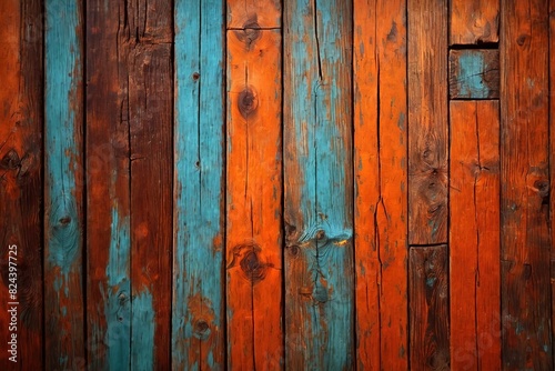 Old distressed blue painted timber wood wall surface background backdrop texture wallpaper © Kheng Guan Toh