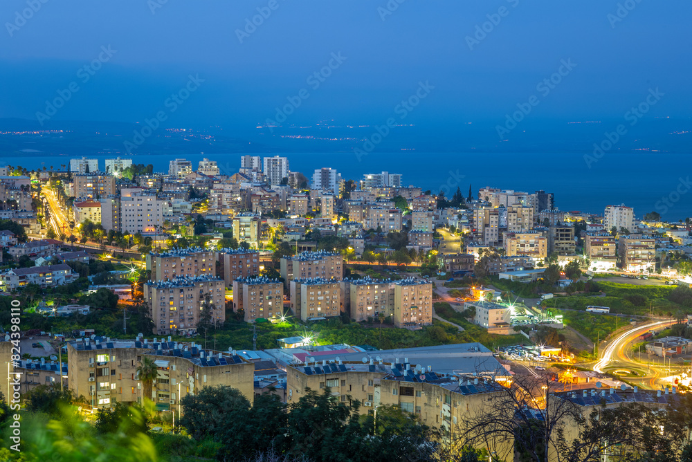 Fototapeta premium skyline of tiberias at shore of galilee, israel