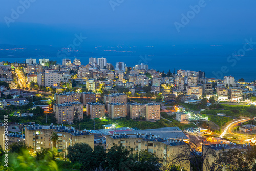 skyline of tiberias at shore of galilee, israel photo