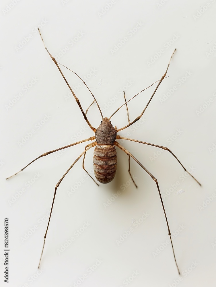 A detailed shot of a harvestman on a white background A detailed shot of a harvestman on a white background