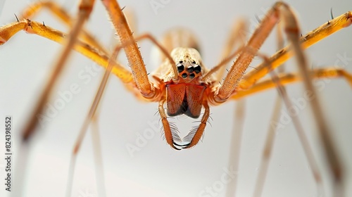 A detailed shot of a daddy longlegs on a white background photo