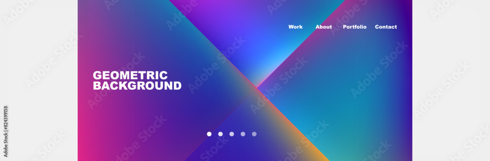 Colorful fluid gradient triangles and squares web site template. Vector Illustration For Wallpaper, Banner, Background, Card, Book Illustration, landing page
