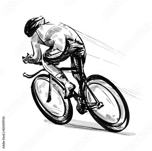 Drawing of road bicycle racing 