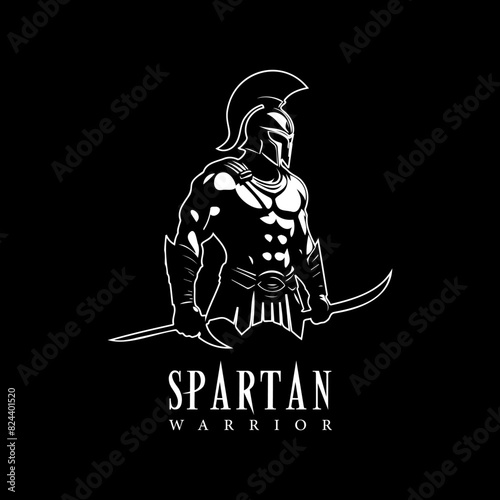 Logo of Mighty Warrior with Sword and Helmet - Ready for Adventure and Valor in the Land of Legends