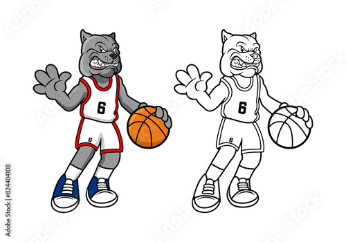 Bulldog Basketball Player Cartoon Character Design Illustration , suitable for your design needs, logo, illustration, animation, etc.