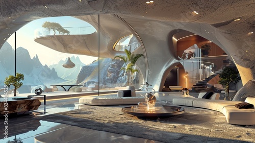 Holographic existence in a 3D techfilled future home photo