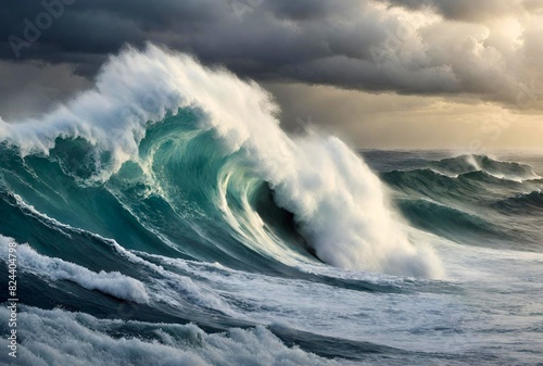 waves crashing on rocks