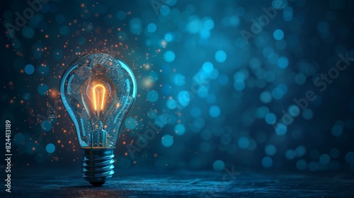 Idea and Innovation: A 3D vector illustration of a lightbulb with a keyhole photo
