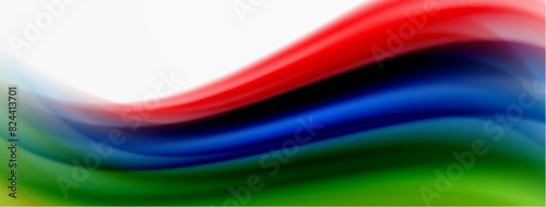 Rainbow color silk blurred wavy line background on white, luxuriously vibrant visually captivating backdrop. Stunning blend of colors reminiscent of rainbow, silky and gracefully blurred wavy pattern