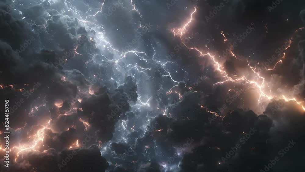 The sky is transformed into a canvas of crackling crawling lightning bolts.
