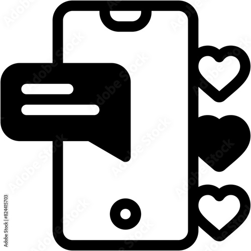 smartphone, chat, heart , love and romance, miscellaneous, valentines day, valentine Icon
