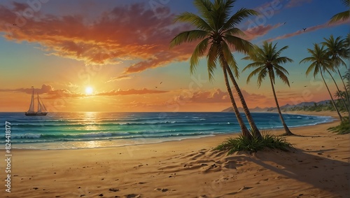 sunset on the beach © Aamar