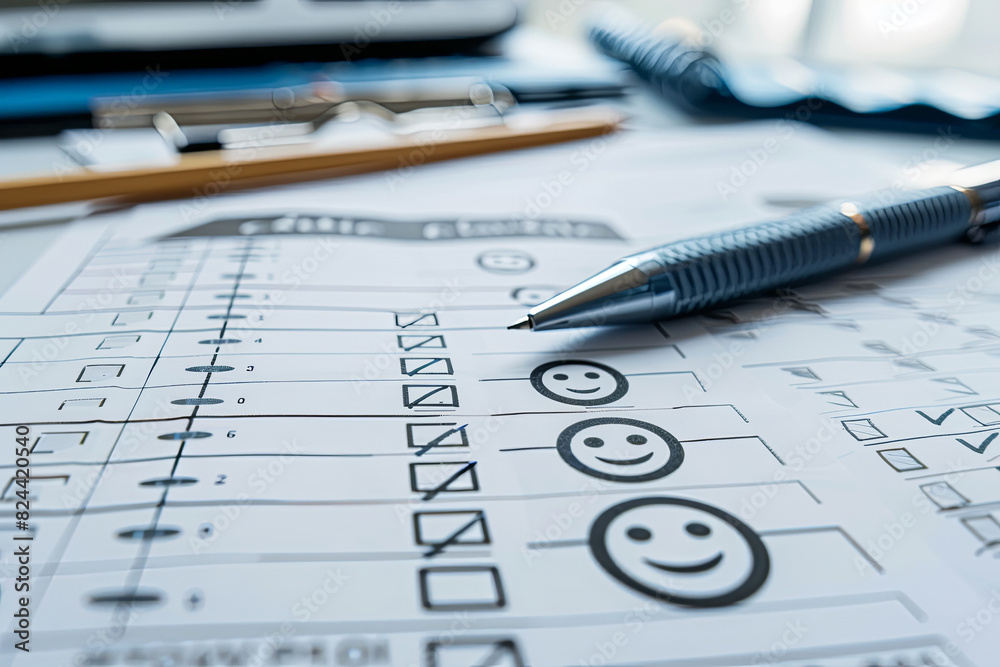 Customer satisfaction survey with multiple-choice form and smiley icons Customer satisfaction survey with multiple-choice form and smiley icons