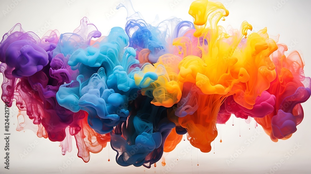 Rainbow of Acrylic Ink in Water. Color Explosion