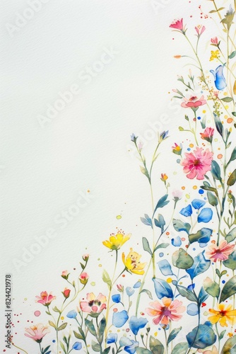 A painting of a colorful flower arrangement on white background. AI.