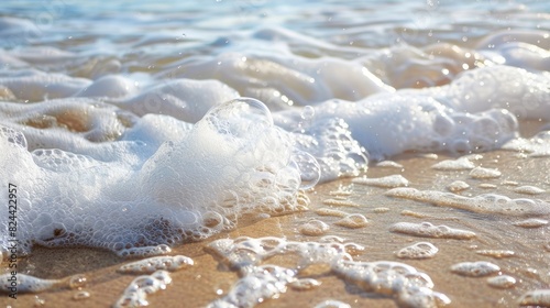 Textured background of waves and bubbles at the beach
