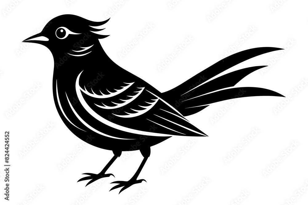 Fototapeta premium A beautiful phoebe bird silhouette black vector artwork illustration 