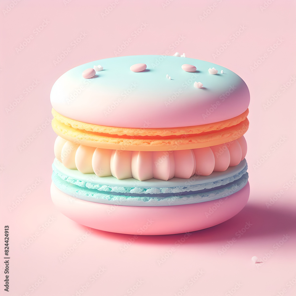 Macaroon in pastel colors on a light pink background Macaroon in pastel colors on a light pink background