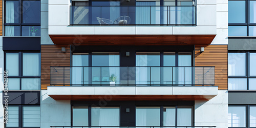 Sleek house design showcasing windows and a charming balcony. photo
