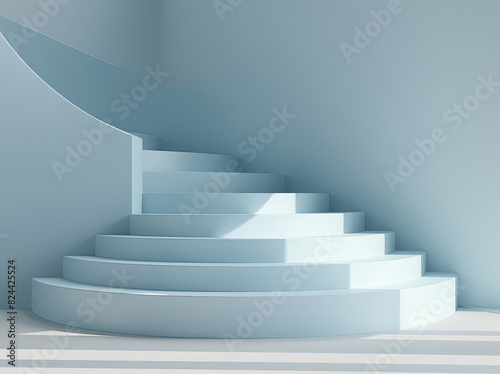 Blue stairs podium. Created with Ai
