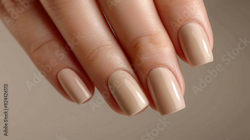 Closeup of beautiful woman s hand with perfect manicure on neutral background spa nail