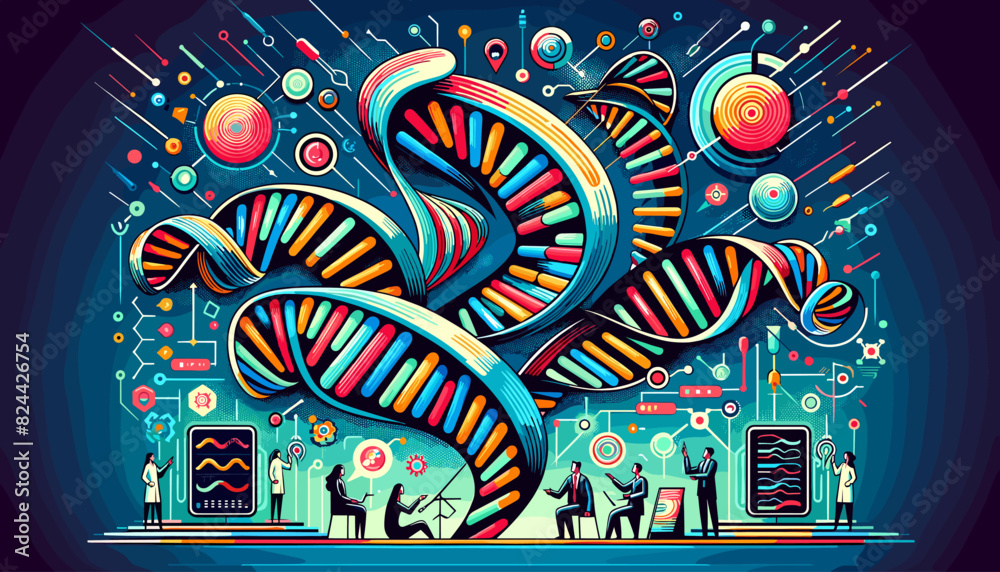 Concept of Image on Genome Analysis and Genome Editing. Vector illustration. Concept of Image on Genome Analysis and Genome Editing. Vector illustration.