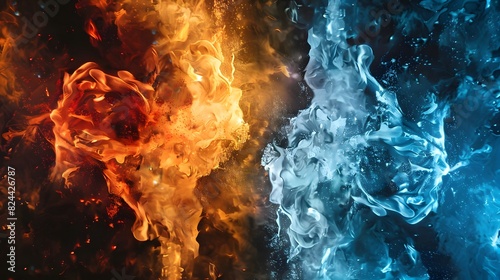 Fire and Water Intertwined in a Dynamic Dance of Flames and Waves