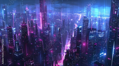 Wallpaper Mural Cityscape at Night with Abstract Light Background Torontodigital.ca