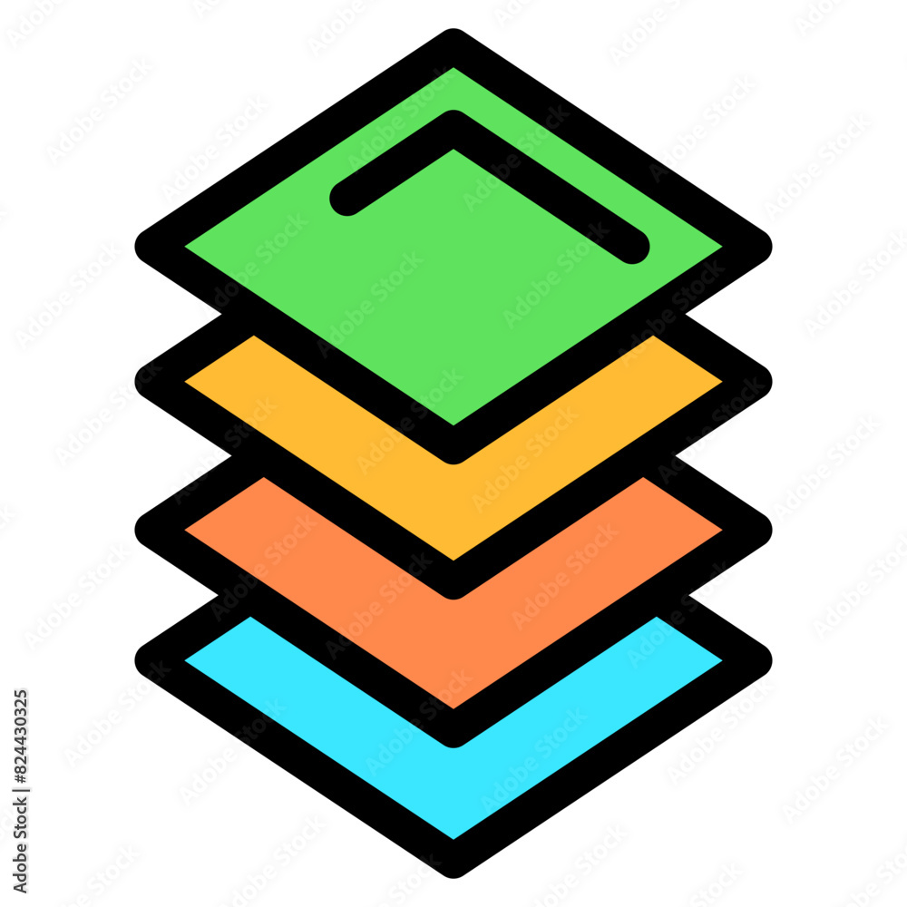 Vector Icon for Layers, levels, stack, number Vector Icon for Layers, levels, stack, number