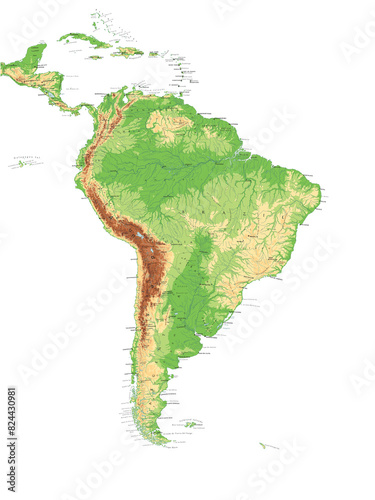 Fotografie South America terrain map