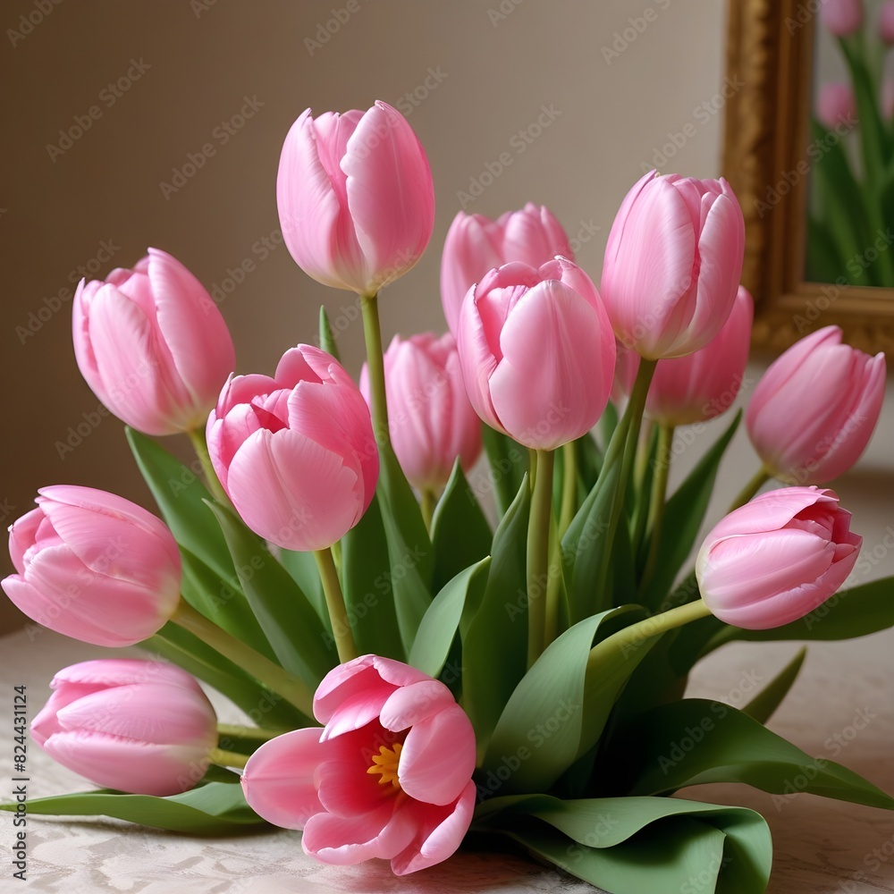 bouquet of pink tulips