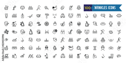 Wrinkles icons set. Outline set of wrinkles vector icons for ui design. Outline icon collection. Editable stroke.